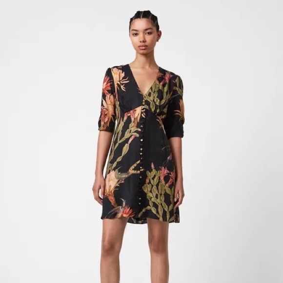 Allsaints Kota Nolina print mini dress US size 2 - Picture 1 of 6